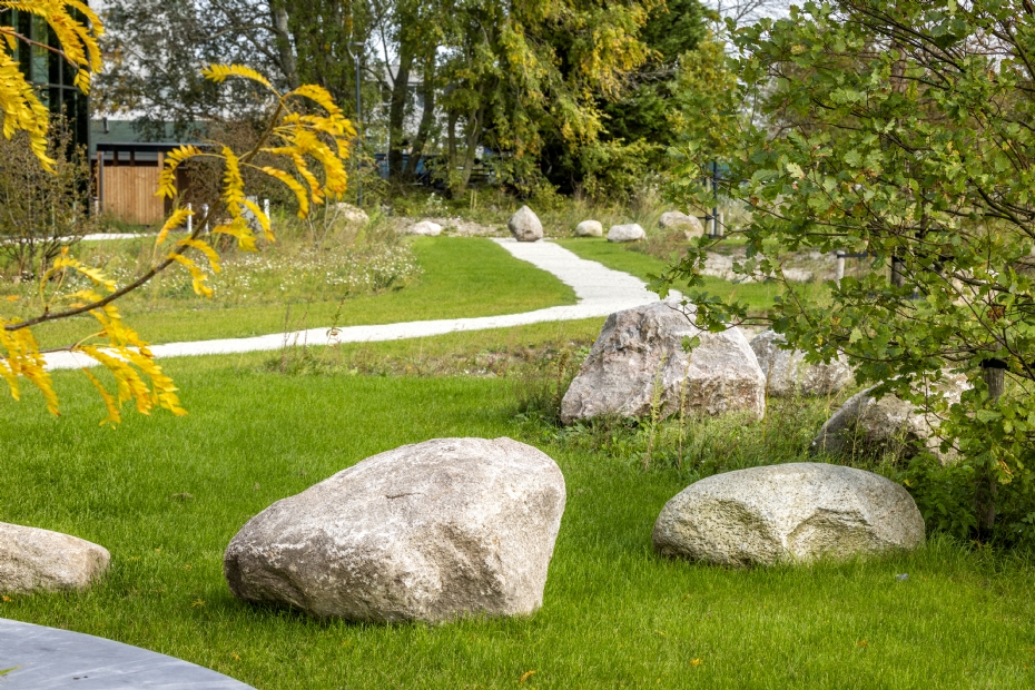 The green strip strengthens the connection between building and surroundings - (photo: Cojan van Toor Fotografie)