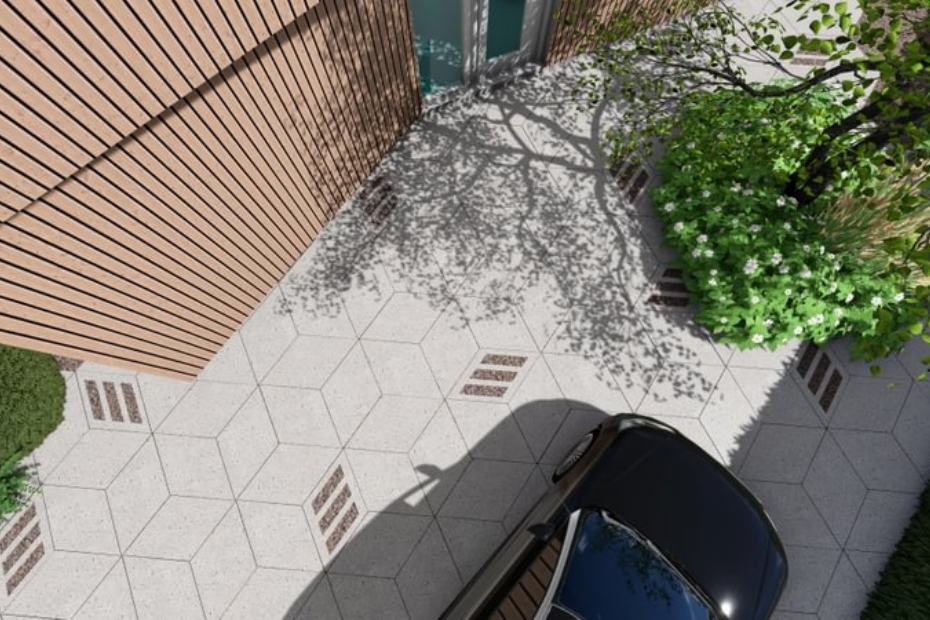 Facet open and closed 60x60x10 - driveway (Image via: Schellevis)