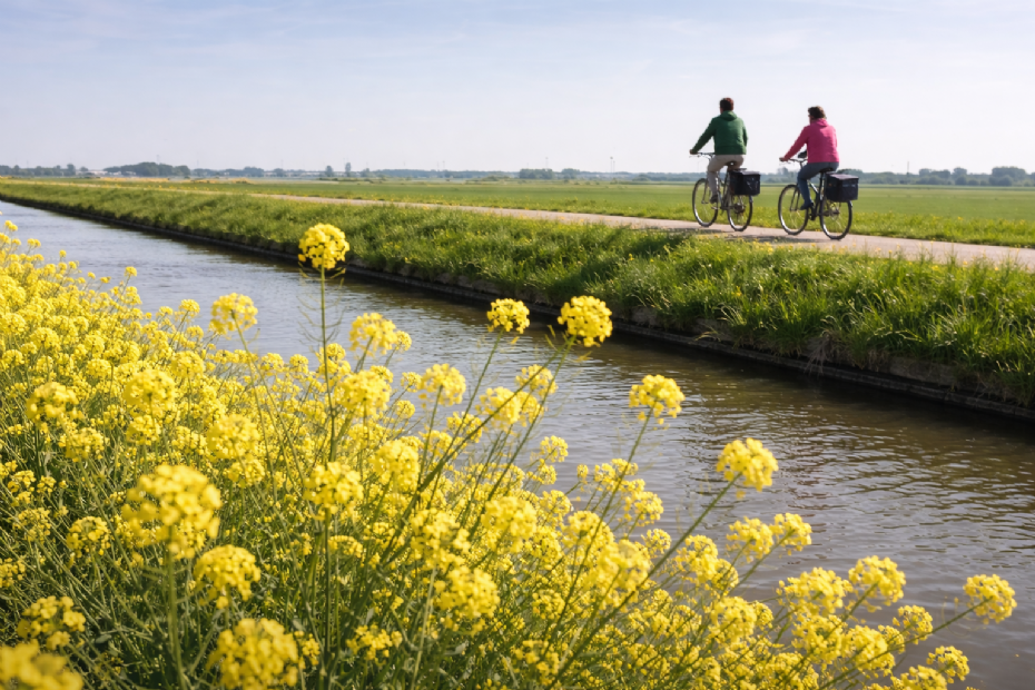 Rapeseed on a dike (Image for illustration, generated with AI)